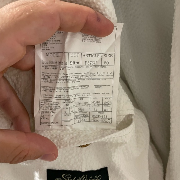 SUITSUPPLY White Double Breasted Seersucker Stretch Cotton Suit 40R Retail $799 - Picture 8 of 13